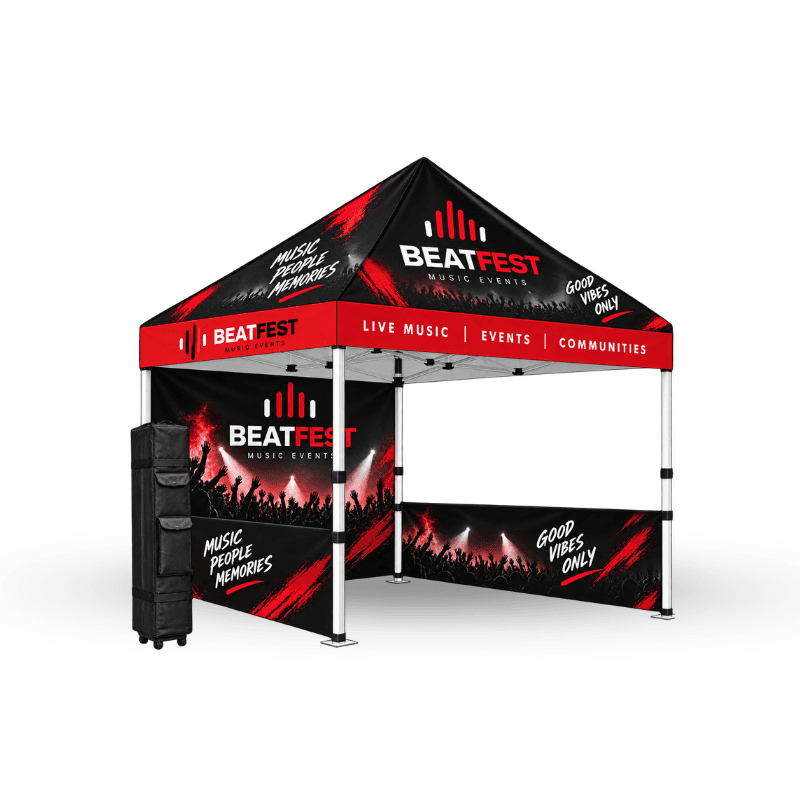 Custom Tent Including Aluminium Frame , Wheel Carry Bag With Top + 1 Full Wall & 2 Half Walls
