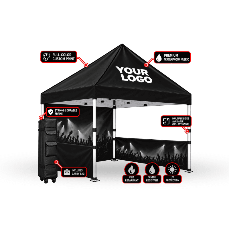 Custom Tent Including Aluminium Frame , Wheel Carry Bag With Top + 1 Full Wall & 2 Half Walls