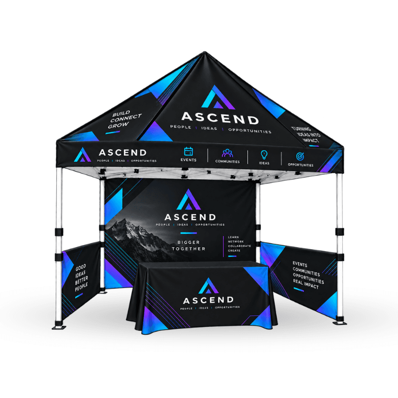 Custom Tent Including Aluminium Frame , Wheel Carry Bag With Top + 1 Full Wall , 2 Half Walls And Table Cover