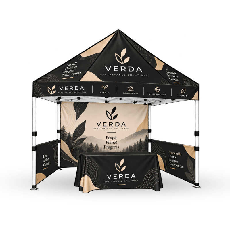 Custom Tent Including Aluminium Frame , Wheel Carry Bag With Top + 1 Full Wall , 2 Half Walls And Table Cover