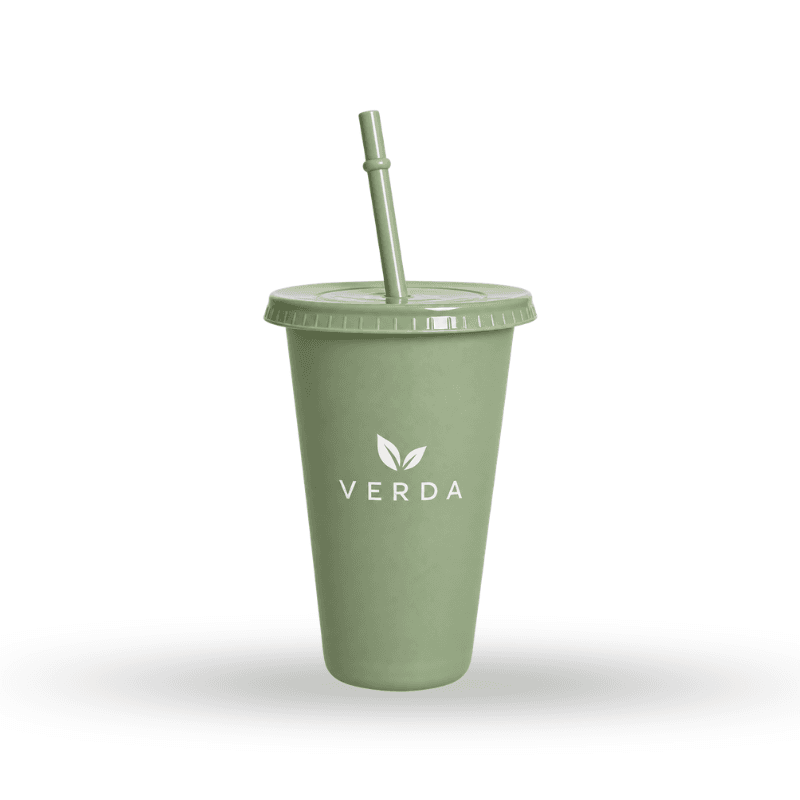 24oz Tapered Plastic Tumbler With Lid & Straw