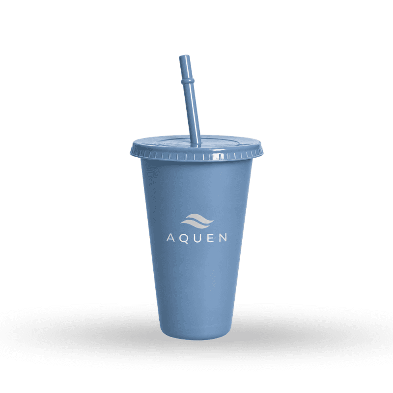 24oz Tapered Plastic Tumbler With Lid & Straw