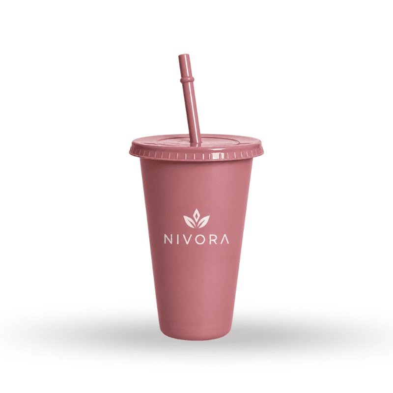 24oz Tapered Plastic Tumbler With Lid & Straw