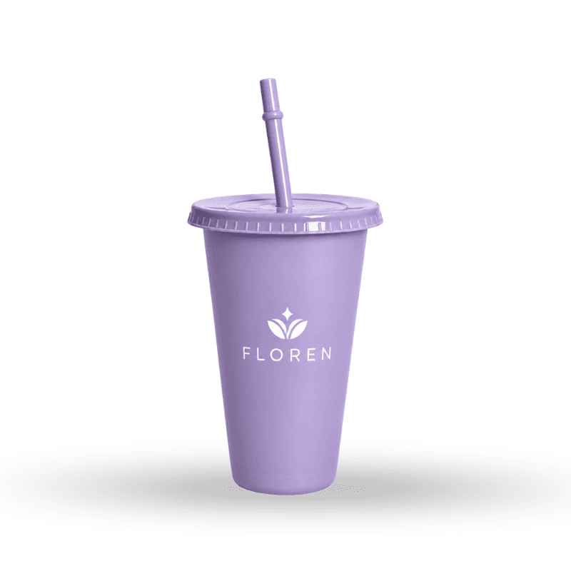 24oz Tapered Plastic Tumbler With Lid & Straw