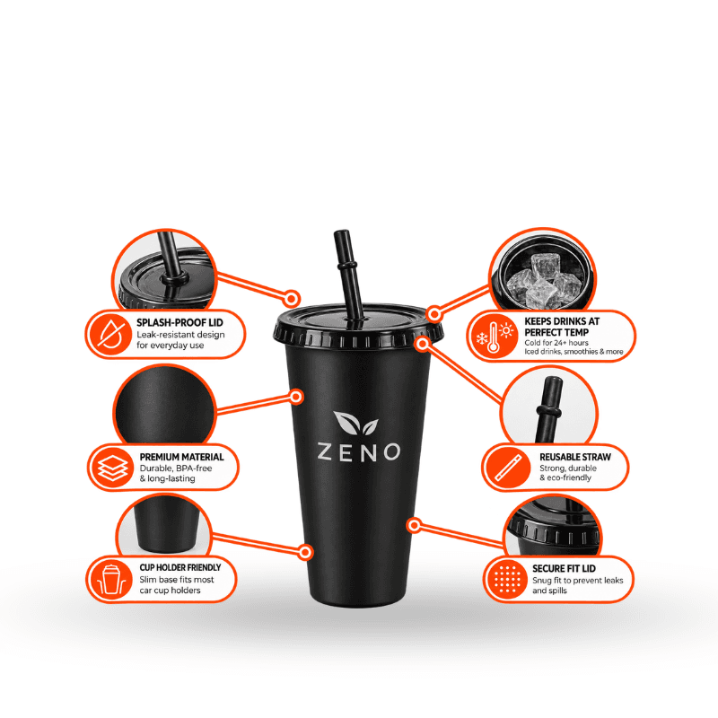 24oz Tapered Plastic Tumbler With Lid & Straw