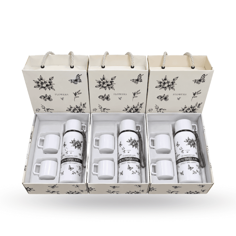 Floral insulated bottle gift set