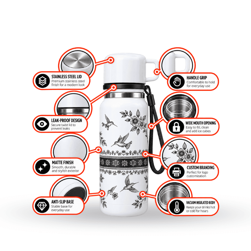 Floral insulated bottle gift set