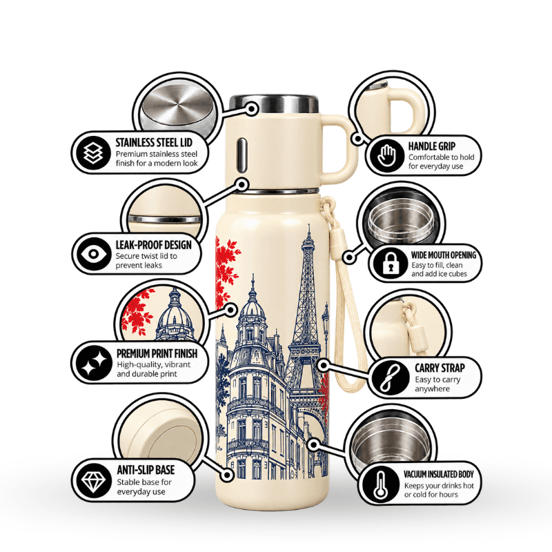 Stainless steel printed travel tumbler