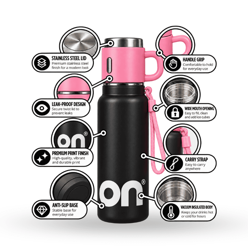 Silicone strap insulated bottle