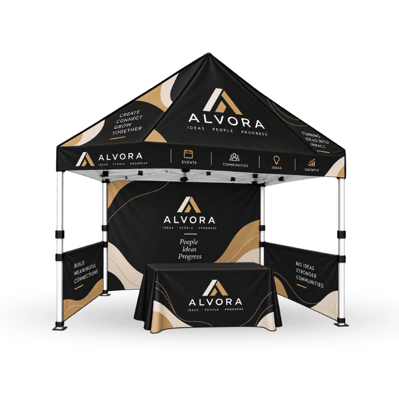 Custom Tent Including Aluminium Frame , Wheel Carry Bag With Top + 1 Full Wall , 2 Half Walls And Table Cover