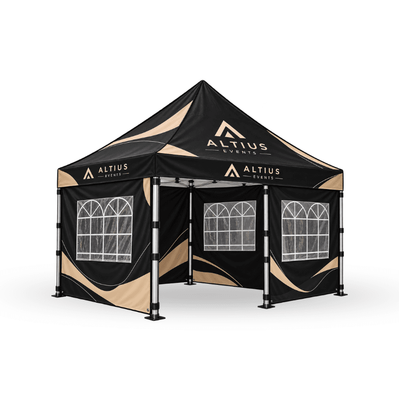 Custom Tent Including Aluminium Frame , Wheel Carry Bag With Top + 3 Full Walls & Roman Windows