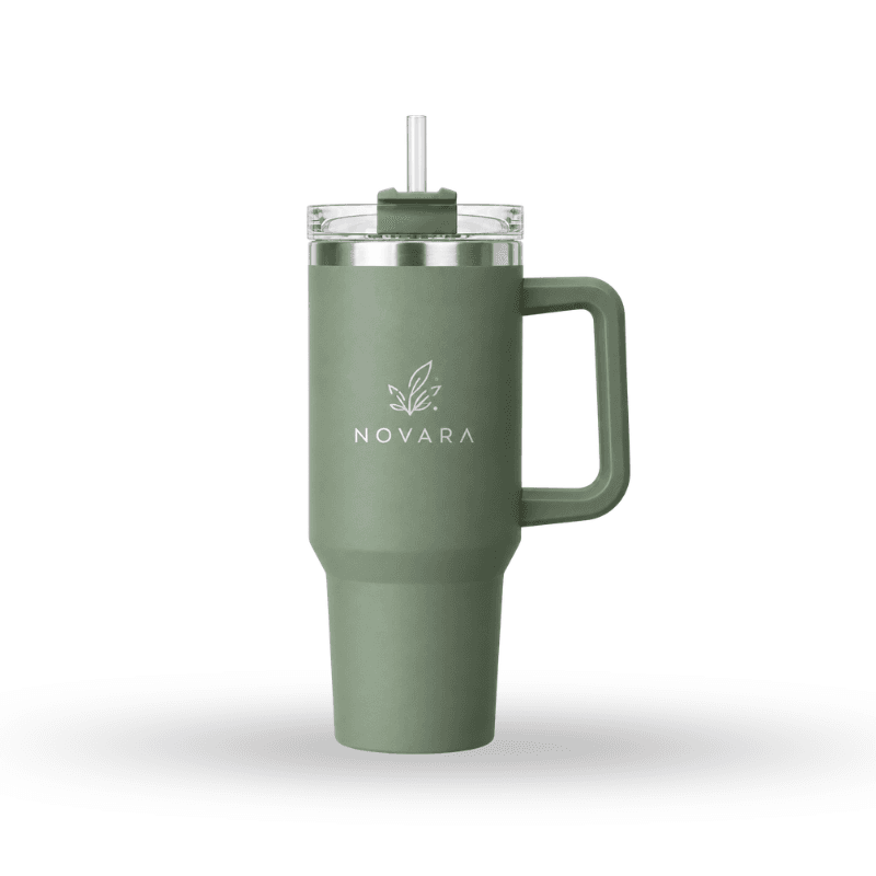 40oz Stainless Steel Tumbler with Lid & Straw