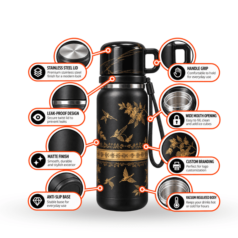 Floral-print insulated bottle