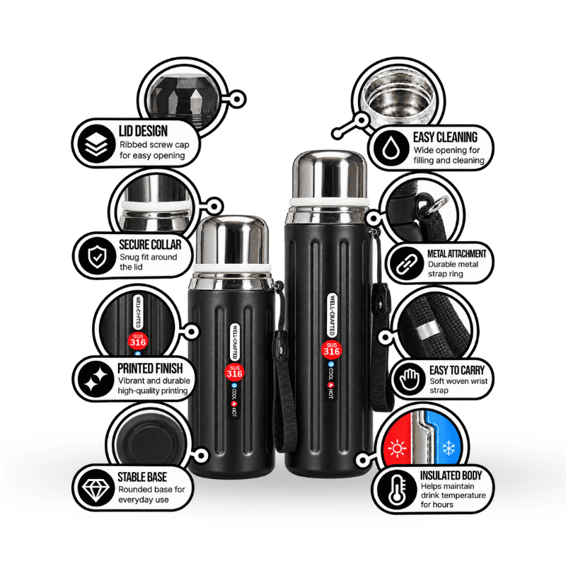Roman-Style Stainless Steel Vacuum Flask