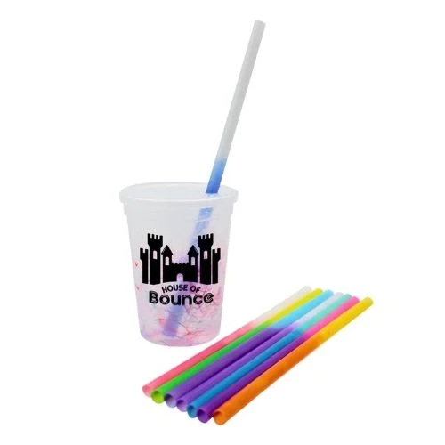 12oz Mood Rainbow Confetti Stadium Cup With Straw & Lid