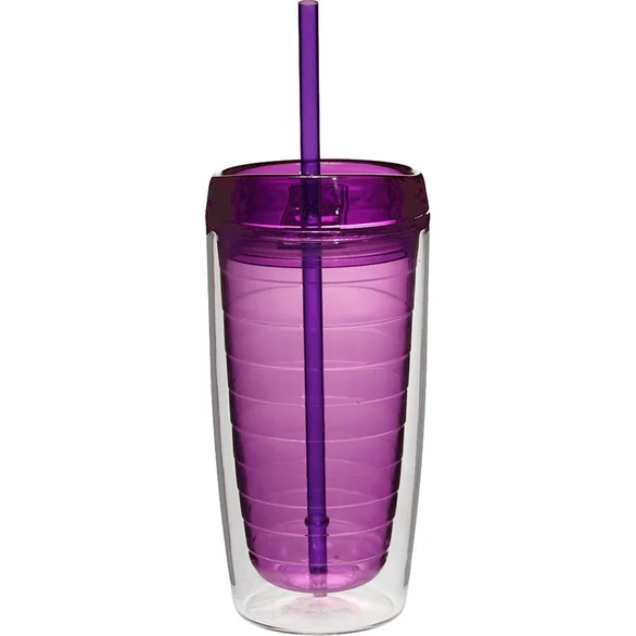 Promo Double Wall Tumblers with Straw 16 Oz.