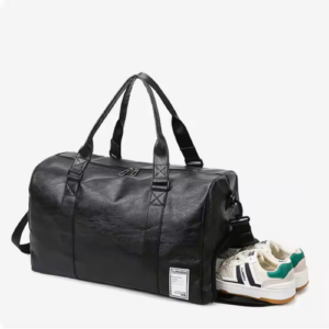 PU Leather Weekender Duffle Bag with Shoe Compartmen