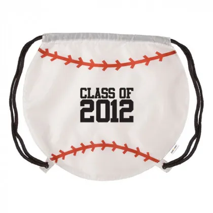 Imprinted GameTime Baseball Drawstring Backpack white