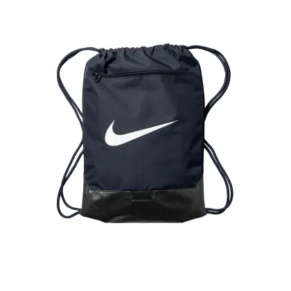 Printed Nike Brasilia Drawstring Pack navy blue