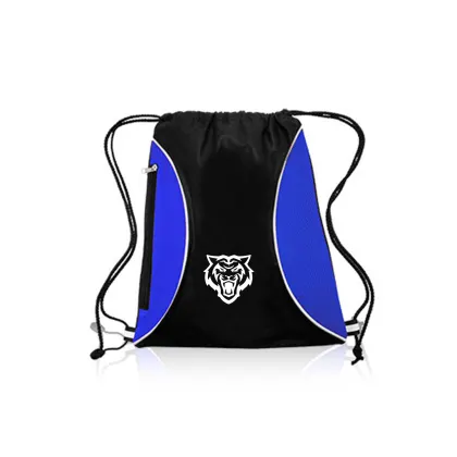 Printed Zipper Side Drawstring Backpacks blue