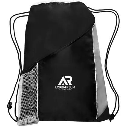 Promo Side Mesh Pockets Drawstring Backpacks black