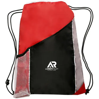 Promo Side Mesh Pockets Drawstring Backpacks red