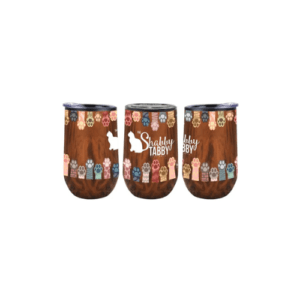 14 oz Wood Tone Economy Stainless Steel Stemless Wine With Plastic Liner