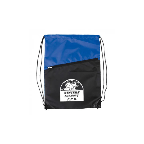 Imprinted Drawstring Backpack-Zipper Pocket-Two-Tone