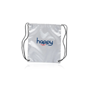 Imprinted Shiny Classic Drawstring Backpacks white
