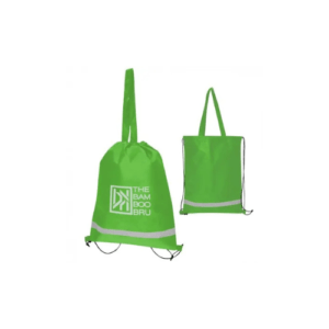 Custom Double Feature Non-Woven Drawstring Tote Bag green