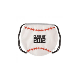 Imprinted GameTime Baseball Drawstring Backpack white