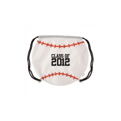 Imprinted GameTime Baseball Drawstring Backpack white
